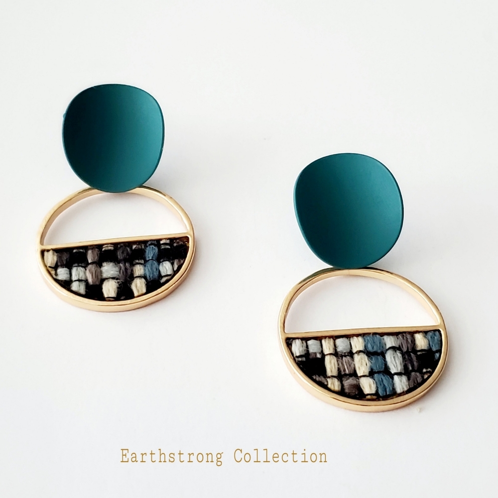 Multicolor Fabric Laced Earth Tone Earrings